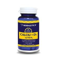 Calciu + Vitamina D3 + Vitamina K2 60cps Herbagetica Cod: herb.01179 foto