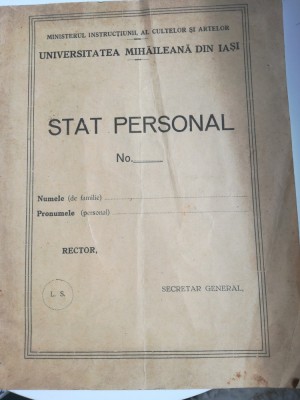 Universitatea Mihaileana din Iasi, Stat personal foto