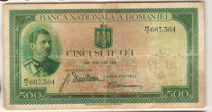 SV * Romania 500 LEI 1934 * Regele Carol II foto