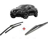 Cumpara ieftin Set 3 stergatoare NISSAN JUKE (F16_) din 2019, pentru parbriz si luneta fata si spate auto, Bosch Twin, din cauciuc siliconat rezistent, NISSAN