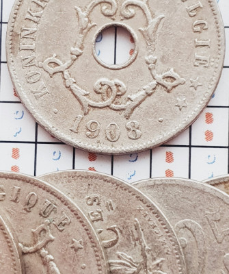 1201 Belgia 25 centimes 1908 L&amp;eacute;opold II (Dutch text) km 63 foto