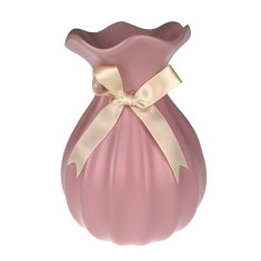 Vaza decorativa eleganta cu funda din ceramica, 14 cm, Roz, 786H-2 foto
