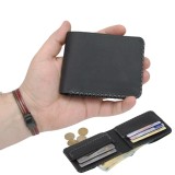 Cumpara ieftin Portofel personalizabil clasic barbati din piele naturala, Hector 2, negru mat cusut in X cu gri