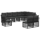 vidaXL Set de canapele de exterior cu pernă 7 pcs Negru Poliester 3437491