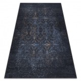 ANDRE 1058 covor lavabil Ornament, vintage anti-alunecare - negru si albastru , 160x220 cm