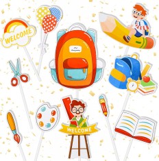 Set de 12 decoratiuni pentru decorare tort Colmanda, hartie, multicolor