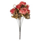 Cumpara ieftin Buchet Trandafiri artificiali rosii aurii 18x15x50 cm