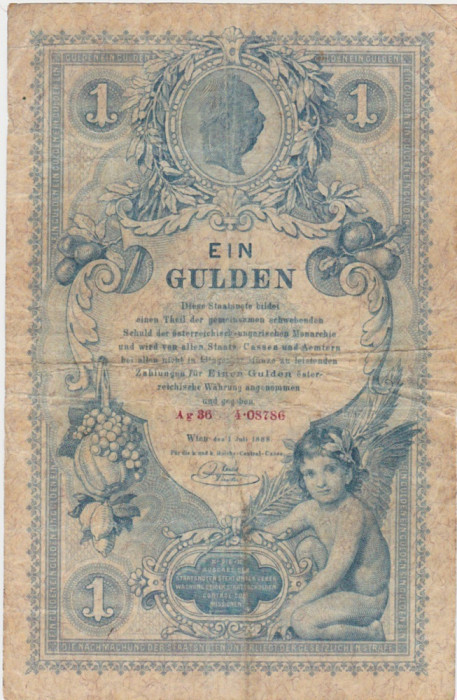 AUSTRIA 1 GULDEN 1888 F