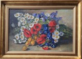 Cumpara ieftin Elena M&uuml;ller-Stăncescu-&quot;Flori de c&acirc;mp&quot;, pictură &icirc;n ulei, Realism