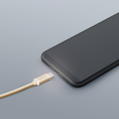 Cablu de date - USB Type C - cu lumina LED, auriu, 1 m foto