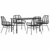 Cumpara ieftin Set de sufragerie de gradina 5 piese sticla neagra polirattan