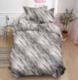 Cumpara ieftin Lenjerie De Pat Nostalgia Xf035, Bumbac, 4 Piese, Fara Elastic, Gri, Imprimeu