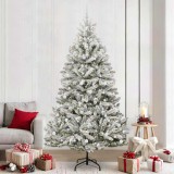 VidaXL Brad de Crăciun artificial Verde și alb 240 cm PVC și Metal 3395769