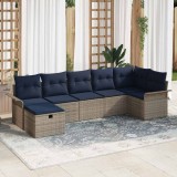 vidaXL Set de canapele pentru grădină cu pernă 7 pcs Gri Rattan poli 3360236