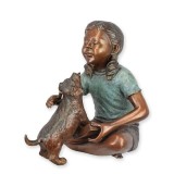 Fetita citind cu catel-statueta vieneza din bronz TBA-264