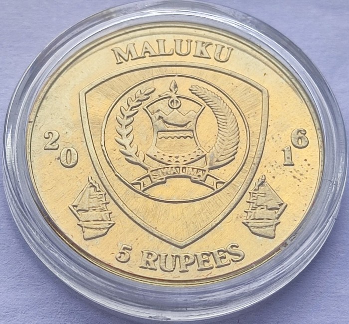 519. Moneda Insulele Maluku 5 rupees 2016 (Betta Splendens)