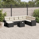 Cumpara ieftin Gossi set mobilier de gradina cu perne, 9 piese, negru, poliratan