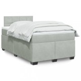 VidaXL Pat continental cu saltea, gri deschis, 120x200 cm, catifea 3288582