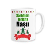 Cana alba personalizata Sarbatori fericite Nasu, INOVATIX&reg;️. 330ml