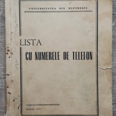 Universitatea Bucuresti, lista cu numerele de telefon martie 1974