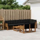 Cumpara ieftin Set de canapele de exterior 9 buc. 8-Locuri Natural si Negru
