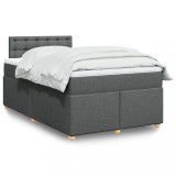 VidaXL Pat box spring cu saltea, gri &icirc;nchis, 120x200 cm, textil 3288962