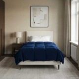 vidaXL Duvet complet pe tot parcursul anului Patos Albastru &icirc;nchis 42026056