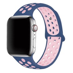 Curea sport Edman silicona pentru Apple Watch Ultra/SE/9/8/7/6/5/4/3/2/1, 42/44/45/49 mm, marimea S, Albastru/Roz