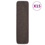 Cumpara ieftin Covorase de scari, 15 buc., maro, 75x20 cm, dreptunghiular