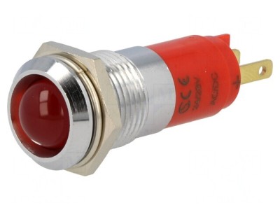 Lampă de control LED roșie 24-28V IP67 14.2mm foto