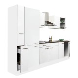 Mobilier Bucatarie Modular Leziter Yorki 300 Alb Latime 300cm Placa Laminata 16mm Blat 38mm Rafturi Reglabile