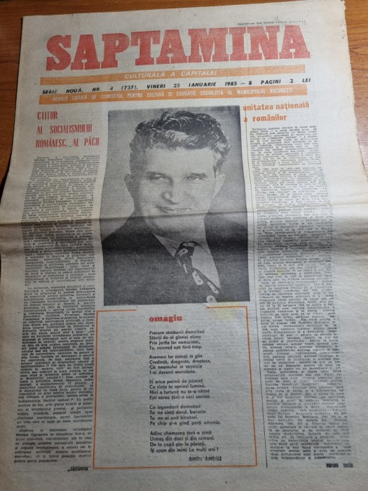 saptamana 25 ianuarie 1985-ziua de nastere a lui ceausescu