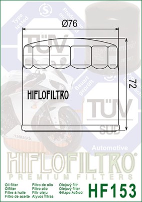 Filtru Ulei HF153 Hiflofiltro Ducati 09 054 99 60 444.4.003.4A 444.4.003.5A 444.... Cod Produs: MX_NEW HF153 foto