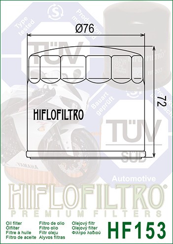 Filtru Ulei HF153 Hiflofiltro Ducati 09 054 99 60 444.4.003.4A 444.4.003.5A 444.... Cod Produs: MX_NEW HF153