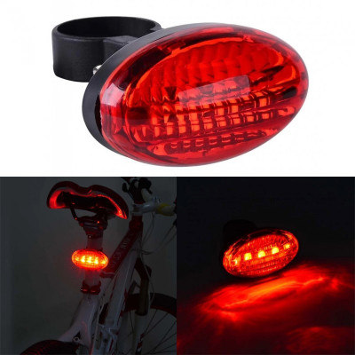 Stop spate bicicleta, 5 LED-uri, impermeabil, 7 moduri iluminare, rosu foto