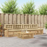 vidaXL Set de canapele de exterior cu pernă 5 pcs Alb și Bej 3389993