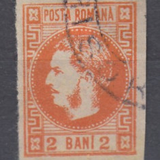 ROMANIA 1868 LP 21 CAROL I CU FAVORITI 2 BANI PORTOCALIU STAMPILAT