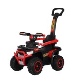 Cumpara ieftin ATV electric cu maner 3 in 1, Kinderauto Warrior, pentru copii 1-3 ani, 30W 6V, roti moi, scaun tapitat, parasolar, echipare Premium, rosu