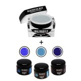 SET Inginails Professional Bright Ocean - Gel Builder Blue 10ml + 3buc geluri DRY Color