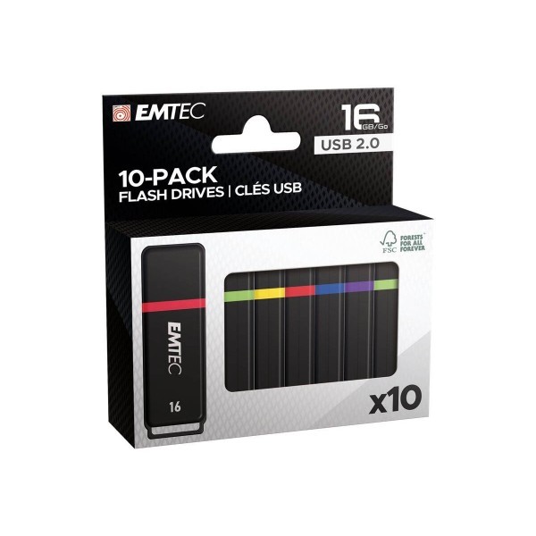 Memorie Externa USB-A Emtec K100, 16Gb, Set 10 bucati ECMMD16GK102P10