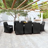 VidaXL Set mobilier de grădină cu perne, 9 piese, negru
