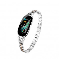 Smartwatch ceas pentru femei H8, pulsometer tensiune arteriala argint foto