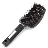 Perie de Par Curbata Ventilata, Flippy, Peri de Mistret + Nylon, Maner Antiderapant, Efect Masaj, Wet &amp; Dry, 24.5 x 6.5 cm, Negru