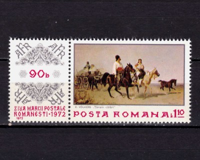 ✅RO 1972 , LP 812 ,&amp;quot; Ziua marcii postale romanesti&amp;quot; , serie cu vinieta AFR ,MNH foto