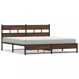 Cadru de pat metalic fara saltea, stejar maro, 200x200 cm