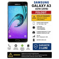 Telefon Samsung Galaxy A3 A310 (2016) 16GB 4G , Folosit , Sticla Fisurata , Garantie 3 Luni