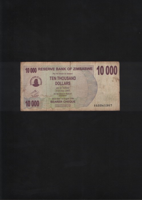 Rar! Zimbabwe 10000 dollars 2006 seria5561307