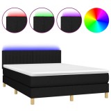 Cumpara ieftin Pat cu arcuri, saltea si LED, negru, 140x190 cm, textil