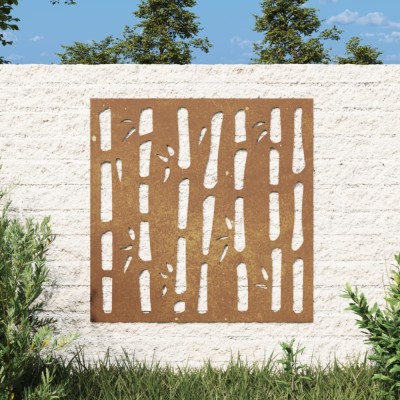 vidaXL Decor perete de grădină 55x55 cm design bambus oțel Corten foto