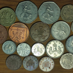 Anglia Marea Britanie - superb set 17 monede diferite Elisabeta + 1 pound 1983